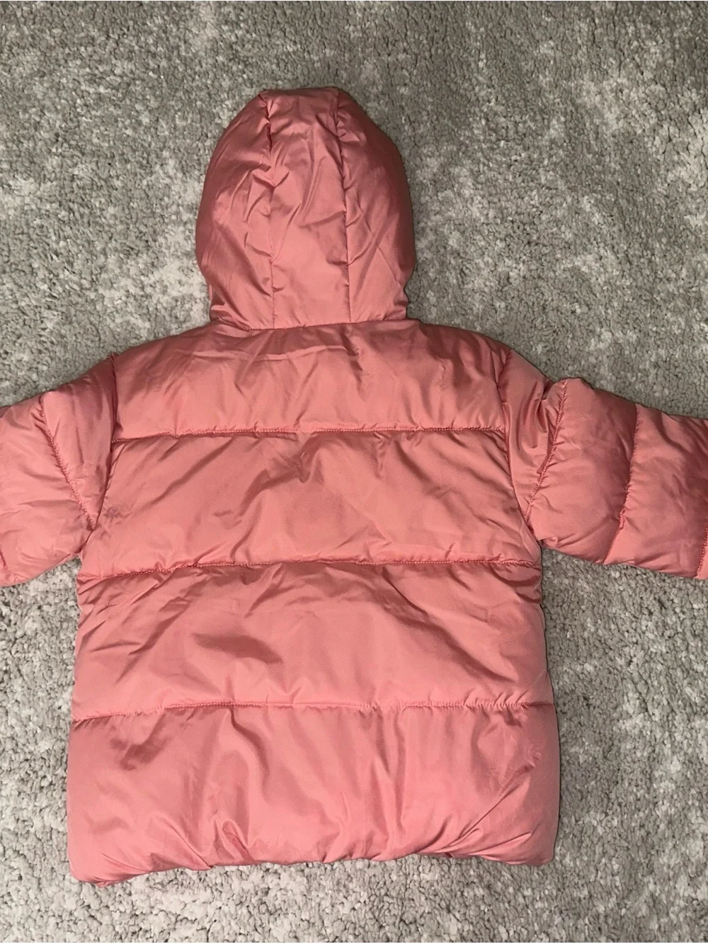 Old Navy Coral Hooded Puffer Jacket with Heart Quilting